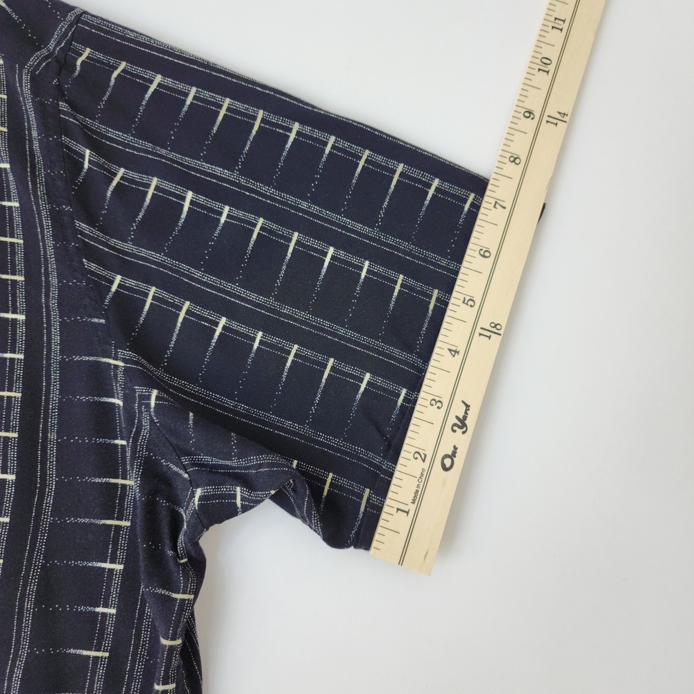Axcess Claiborne Mens XL Blue Rayon Geometric Stripe Short Sleeve Button Down - Picture 8 of 9